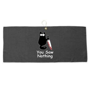 Funny Black Cat Meme You Saw Nothing Large Microfiber Waffle Golf Towel