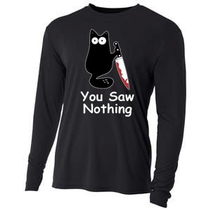 Funny Black Cat Meme You Saw Nothing Cooling Performance Long Sleeve Crew