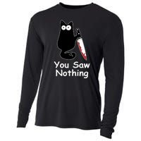 Funny Black Cat Meme You Saw Nothing Cooling Performance Long Sleeve Crew