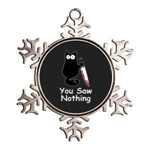 Funny Black Cat Meme You Saw Nothing Metallic Star Ornament