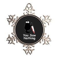 Funny Black Cat Meme You Saw Nothing Metallic Star Ornament