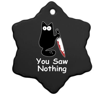 Funny Black Cat Meme You Saw Nothing Ceramic Star Ornament