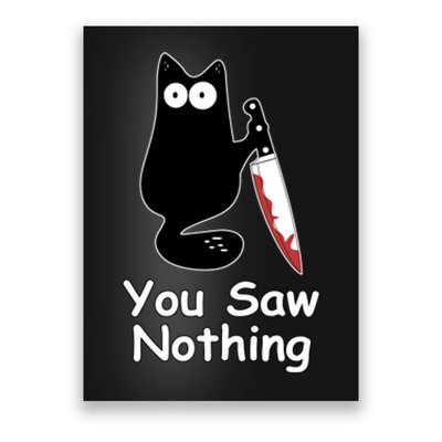 Funny Black Cat Meme You Saw Nothing Poster