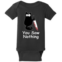 Funny Black Cat Meme You Saw Nothing Baby Bodysuit