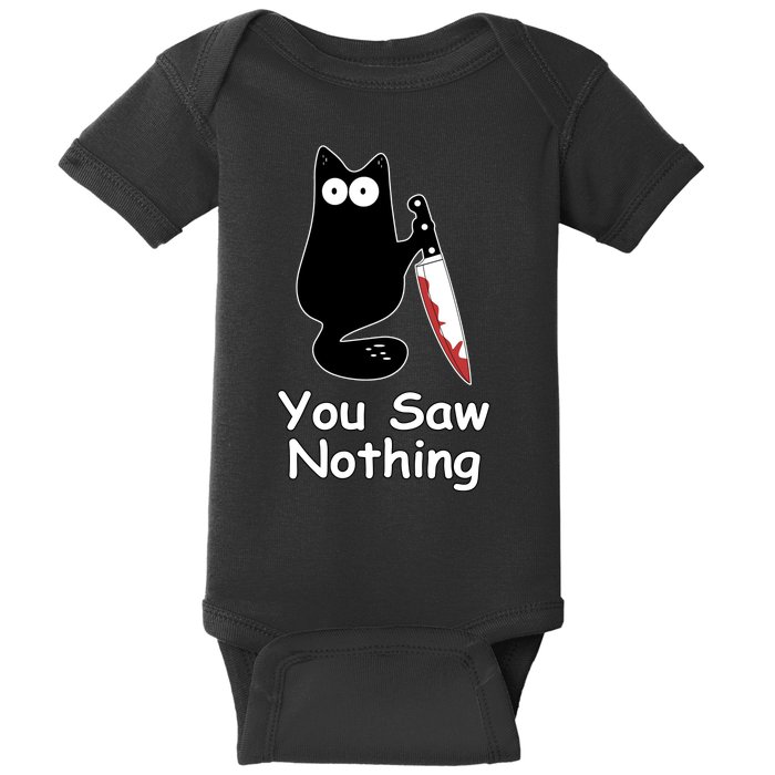 Funny Black Cat Meme You Saw Nothing Baby Bodysuit