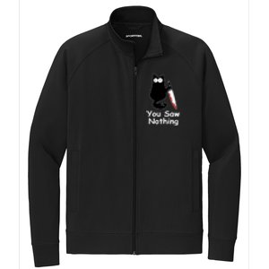 Funny Black Cat Meme You Saw Nothing Stretch Full-Zip Cadet Jacket