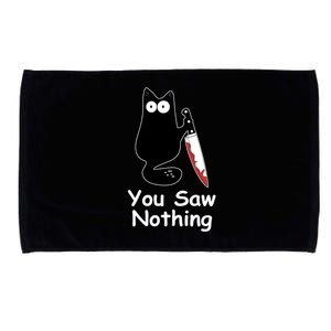 Funny Black Cat Meme You Saw Nothing Microfiber Hand Towel