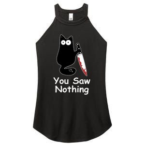 Funny Black Cat Meme You Saw Nothing Women's Perfect Tri Rocker Tank