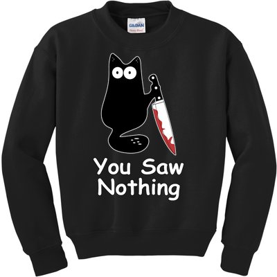 Funny Black Cat Meme You Saw Nothing Kids Sweatshirt