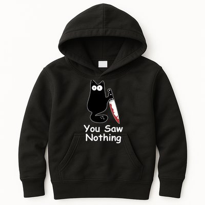 Funny Black Cat Meme You Saw Nothing Kids Hoodie