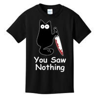 Funny Black Cat Meme You Saw Nothing Kids T-Shirt