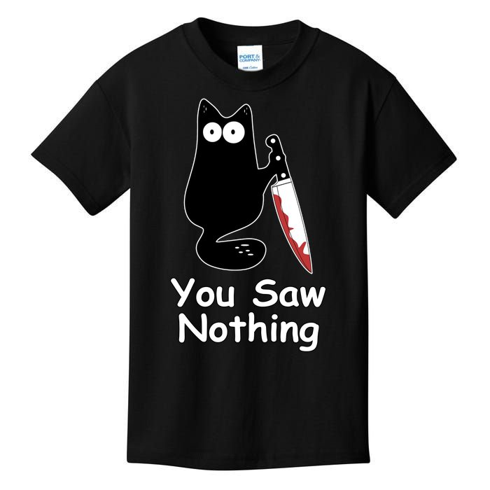 Funny Black Cat Meme You Saw Nothing Kids T-Shirt