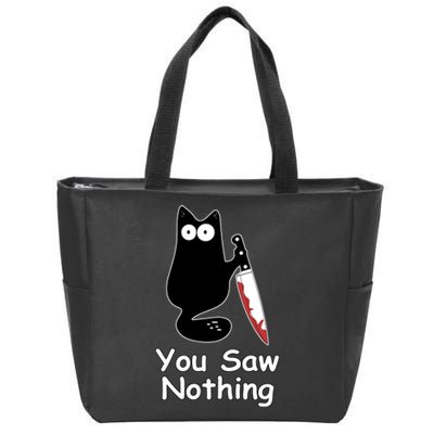 Funny Black Cat Meme You Saw Nothing Zip Tote Bag