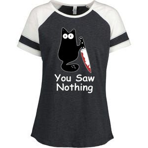 Funny Black Cat Meme You Saw Nothing Enza Ladies Jersey Colorblock Tee