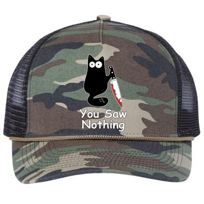 Funny Black Cat Meme You Saw Nothing Retro Rope Trucker Hat Cap