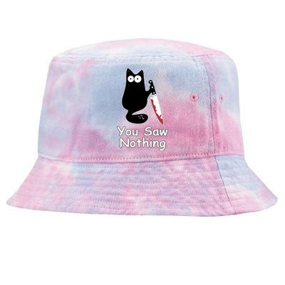 Funny Black Cat Meme You Saw Nothing Tie-Dyed Bucket Hat