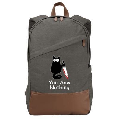 Funny Black Cat Meme You Saw Nothing Cotton Canvas Backpack