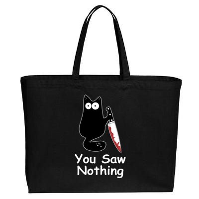 Funny Black Cat Meme You Saw Nothing Cotton Canvas Jumbo Tote