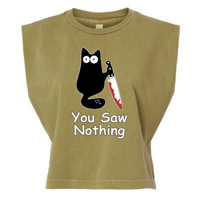 Funny Black Cat Meme You Saw Nothing Garment-Dyed Women's Muscle Tee