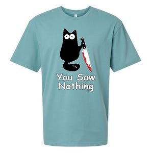 Funny Black Cat Meme You Saw Nothing Sueded Cloud Jersey T-Shirt