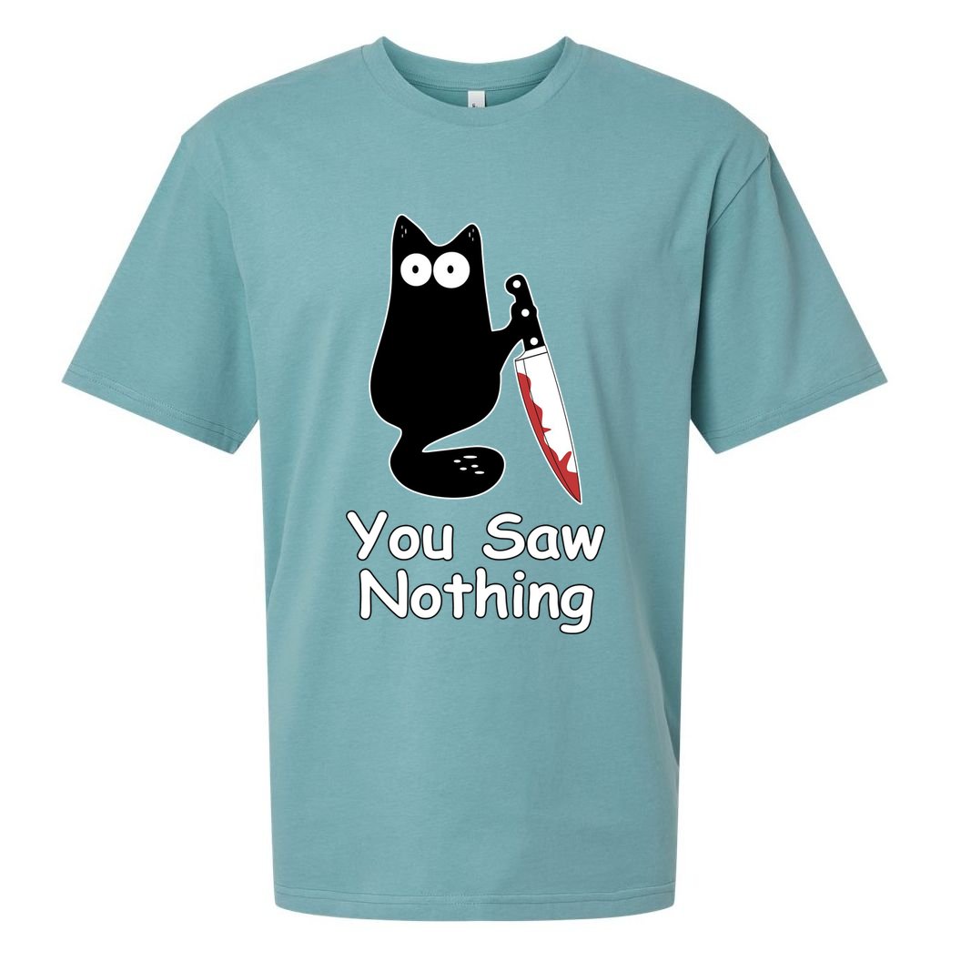 Funny Black Cat Meme You Saw Nothing Sueded Cloud Jersey T-Shirt