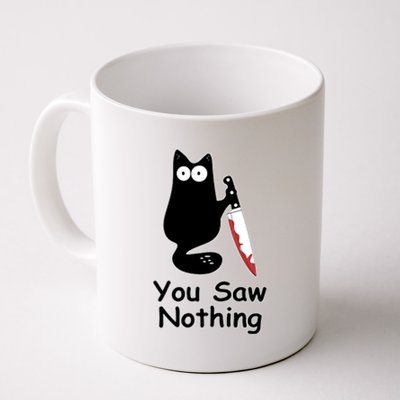 Funny Black Cat Meme You Saw Nothing Coffee Mug