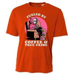 Fueled By Coffee And True Crime Shows Mom Lover And Chill Cooling Performance Crew T-Shirt