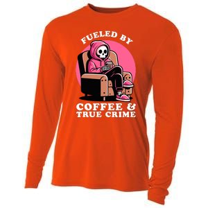 Fueled By Coffee And True Crime Shows Mom Lover And Chill Cooling Performance Long Sleeve Crew