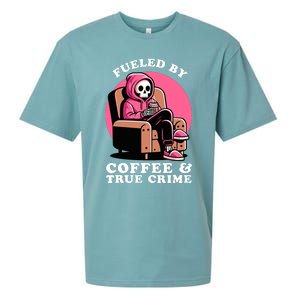 Fueled By Coffee And True Crime Shows Mom Lover And Chill Sueded Cloud Jersey T-Shirt