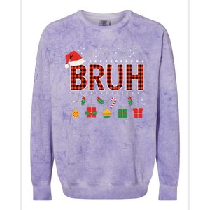 Funny Bruh Christmas Holly Red Plaid Xmas Pajamas Colorblast Crewneck Sweatshirt