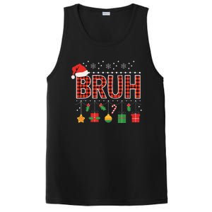 Funny Bruh Christmas Holly Red Plaid Xmas Pajamas PosiCharge Competitor Tank