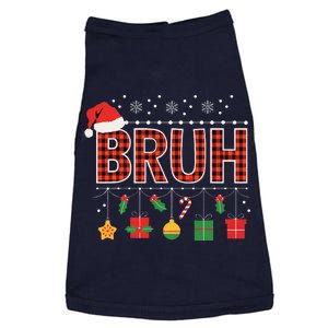 Funny Bruh Christmas Holly Red Plaid Xmas Pajamas Doggie Tank