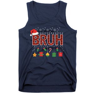 Funny Bruh Christmas Holly Red Plaid Xmas Pajamas Tank Top