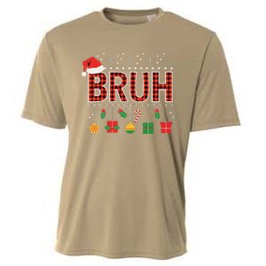 Funny Bruh Christmas Holly Red Plaid Xmas Pajamas Cooling Performance Crew T-Shirt