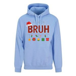 Funny Bruh Christmas Holly Red Plaid Xmas Pajamas Unisex Surf Hoodie