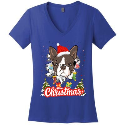 French Bulldog Christmas Idea For And Xmas Frenchie Gift Women's V-Neck T-Shirt