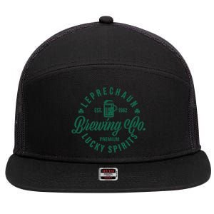 Funny Brewing Co St Patricks Day Leprechaun Lucky Spirits 7 Panel Mesh Trucker Snapback Hat