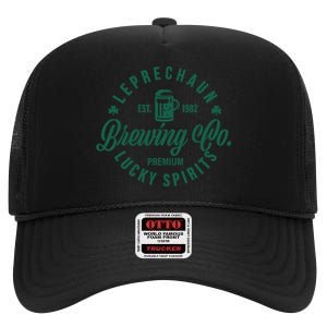 Funny Brewing Co St Patricks Day Leprechaun Lucky Spirits High Crown Mesh Back Trucker Hat