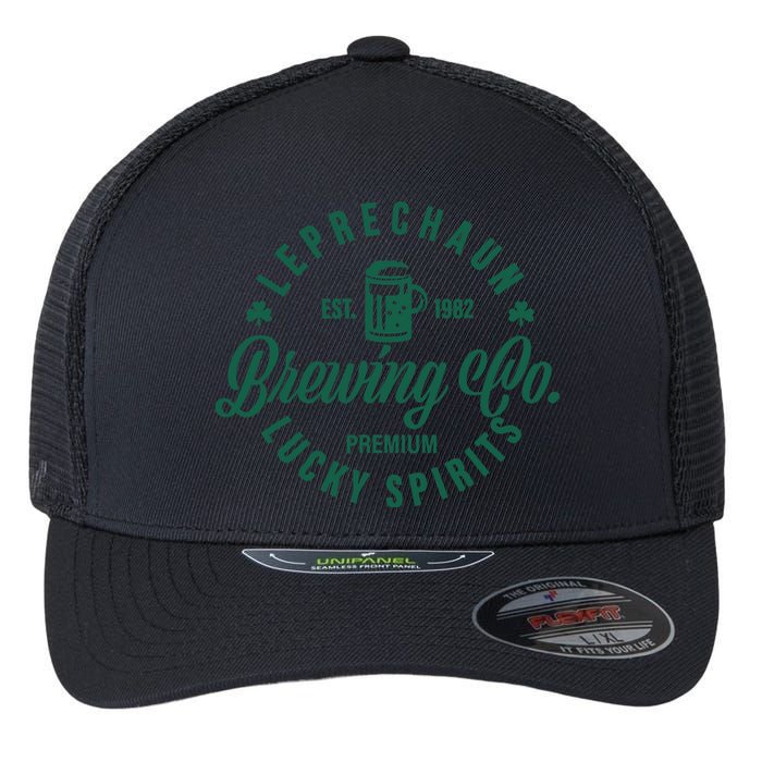 Funny Brewing Co St Patricks Day Leprechaun Lucky Spirits Flexfit Unipanel Trucker Cap