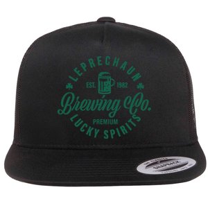 Funny Brewing Co St Patricks Day Leprechaun Lucky Spirits Flat Bill Trucker Hat