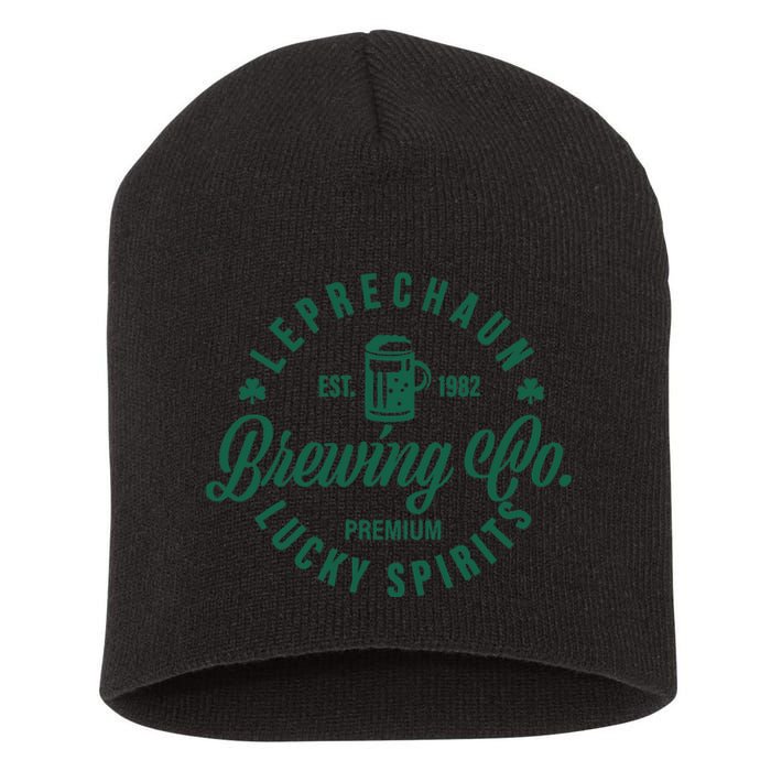 Funny Brewing Co St Patricks Day Leprechaun Lucky Spirits Short Acrylic Beanie