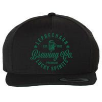 Funny Brewing Co St Patricks Day Leprechaun Lucky Spirits Wool Snapback Cap