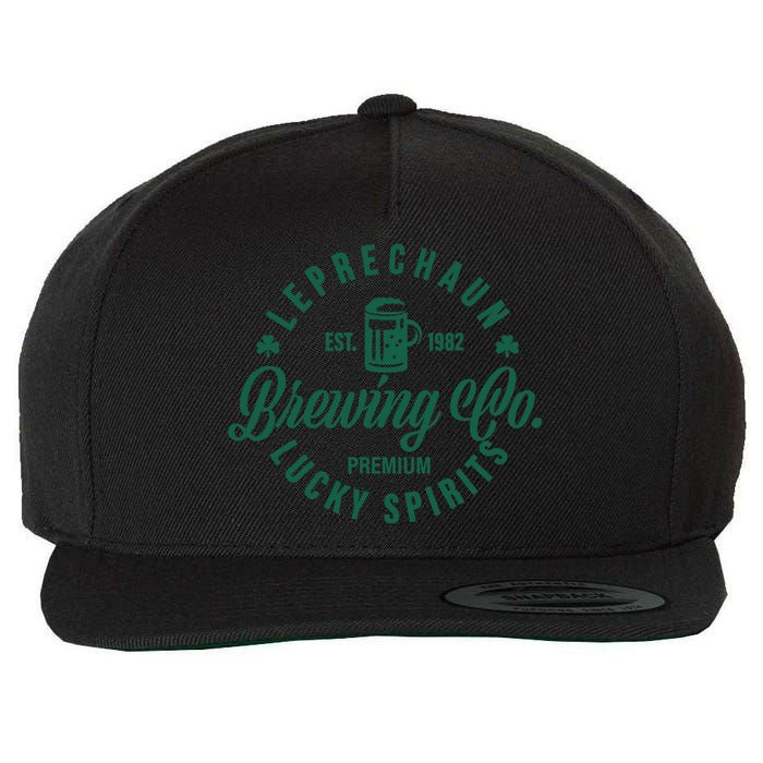 Funny Brewing Co St Patricks Day Leprechaun Lucky Spirits Wool Snapback Cap