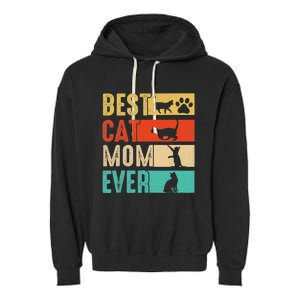 Funny Best Cat Mom Ever Happy Mothers Day Retro Costume Garment-Dyed Fleece Hoodie