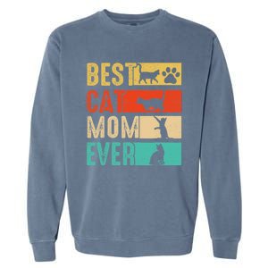 Funny Best Cat Mom Ever Happy Mothers Day Retro Costume Garment-Dyed Sweatshirt