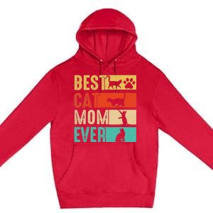 Funny Best Cat Mom Ever Happy Mothers Day Retro Costume Premium Pullover Hoodie