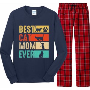 Funny Best Cat Mom Ever Happy Mothers Day Retro Costume Long Sleeve Pajama Set