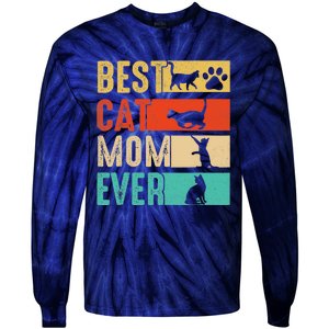 Funny Best Cat Mom Ever Happy Mothers Day Retro Costume Tie-Dye Long Sleeve Shirt