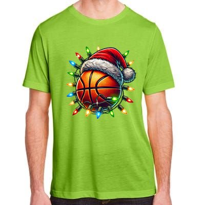 Funny Basketball Christmas Lights Santa Hat Snowflakes Funny Gift Meaningful Gif Adult ChromaSoft Performance T-Shirt