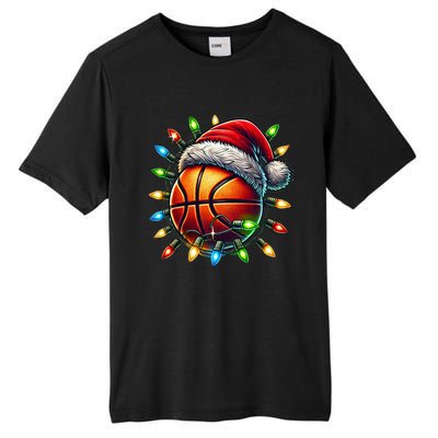 Funny Basketball Christmas Lights Santa Hat Snowflakes Funny Gift Meaningful Gif Tall Fusion ChromaSoft Performance T-Shirt